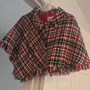 Julian Taylor Red and Black Houndstooth Cape